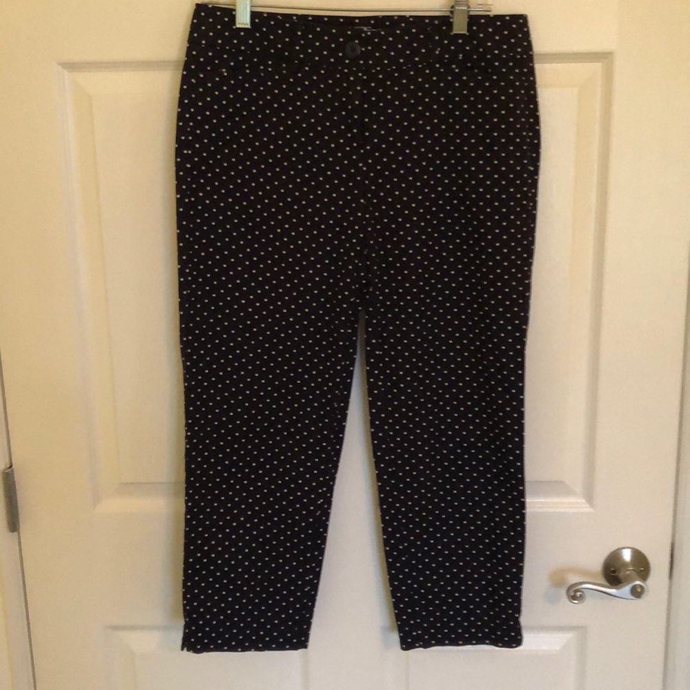 Navy blue with white polka dots cropped pants